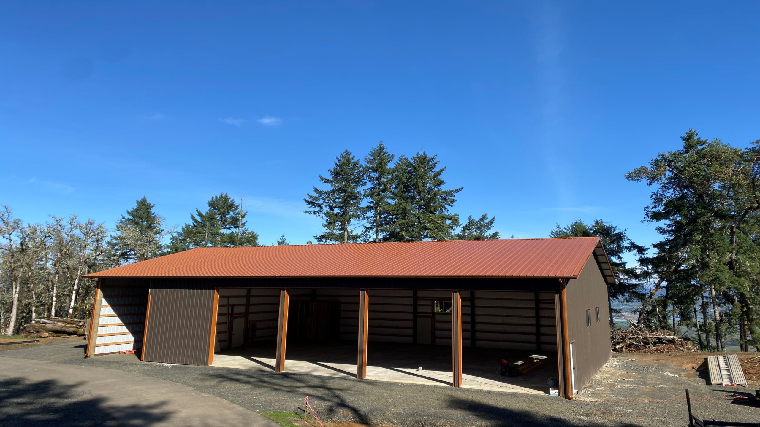 Open sided brown loafing shed