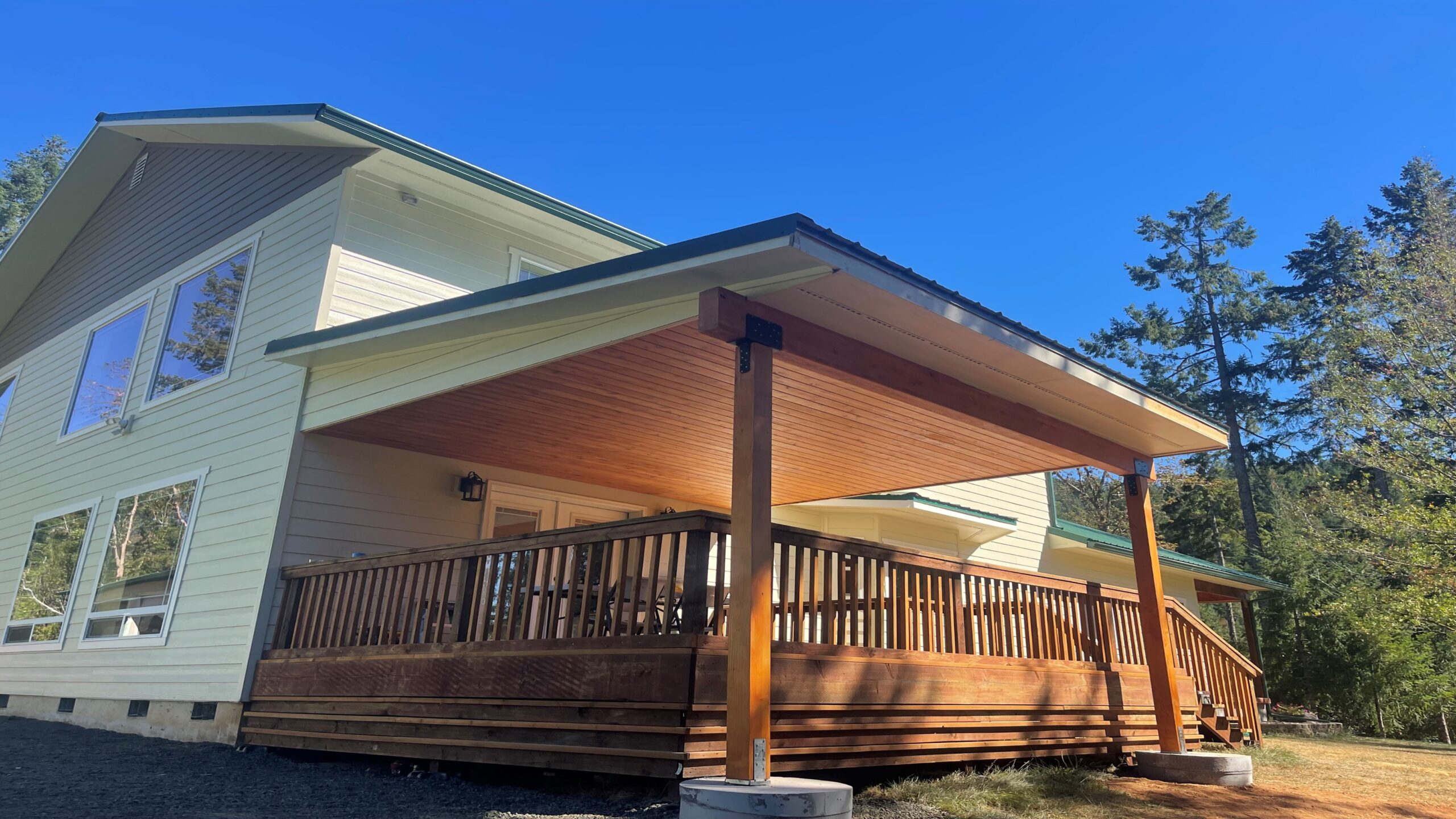 Residential barndominium with covered porch